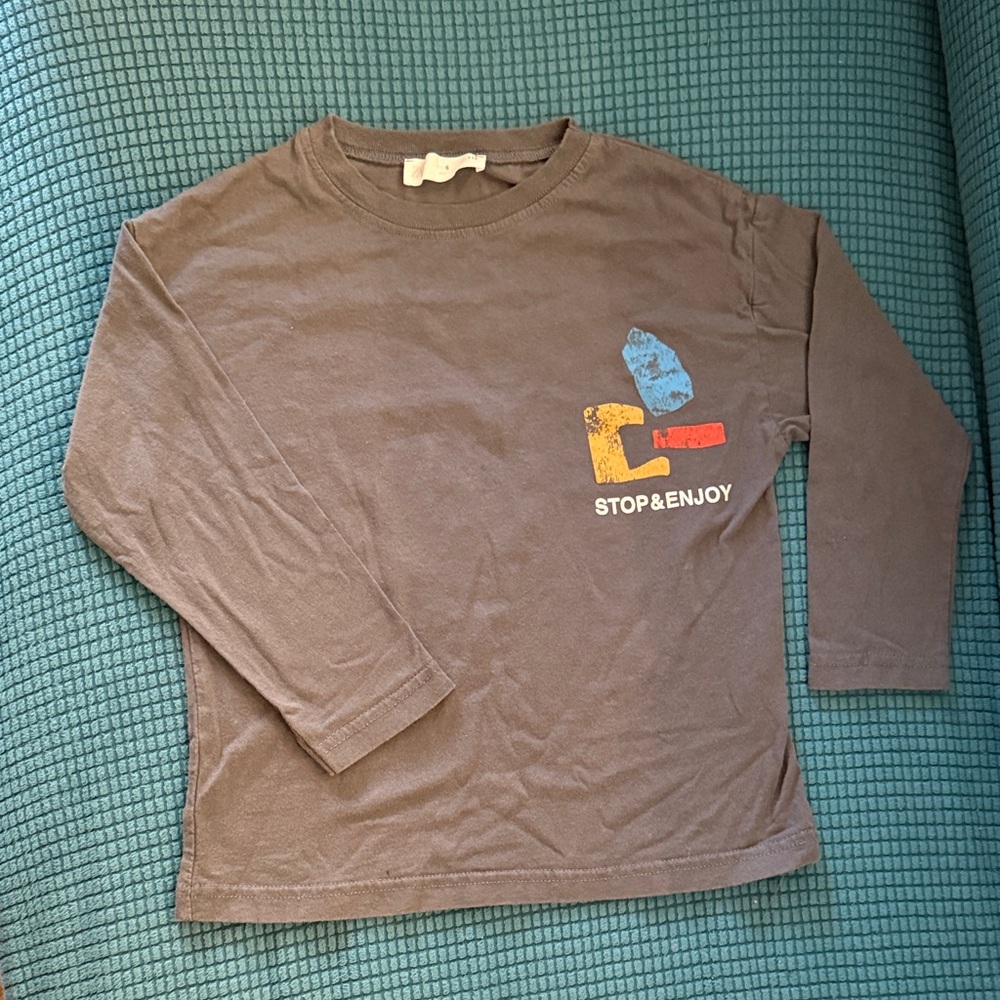 Charcoal Long Sleeve Shirt with Graphic